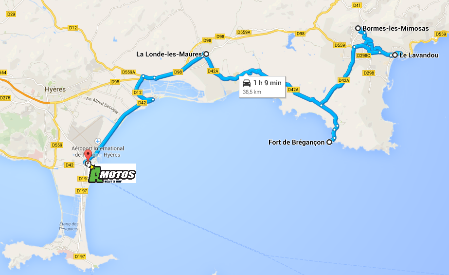 Notre zone d'activité pour ce service Agence location scooter 50cc à la semaine à Giens Hyères